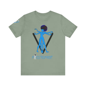PVSSYISFRUIT™ Signature Tee – Galactic Energy Edition - Vibrant Cosmic Blue Lady