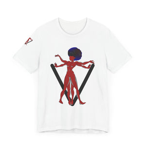 PVSSYISFRUIT™ Signature Tee – Galactic Energy Edition - Radiant Deep Red Lady