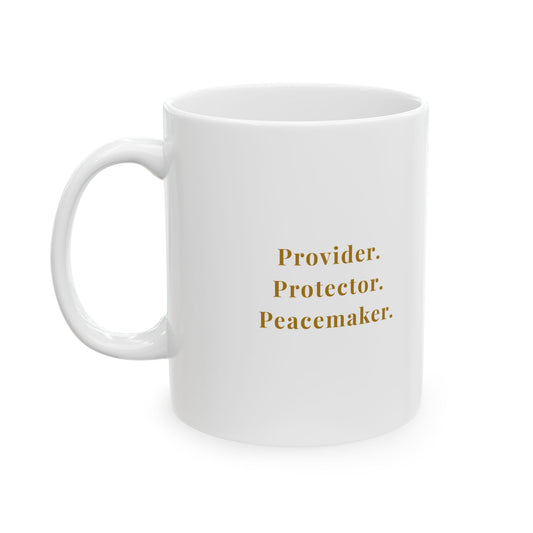 White Provider Gold Text Ceramic Mug, (11oz, 15oz)