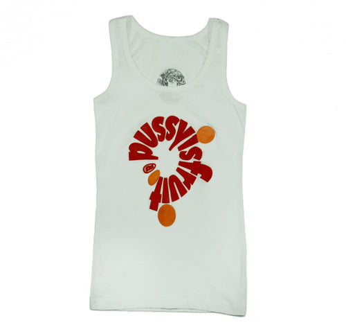 PUSSYISFRUIT® Ladies Citrus 360 Tank Top Tee (White)