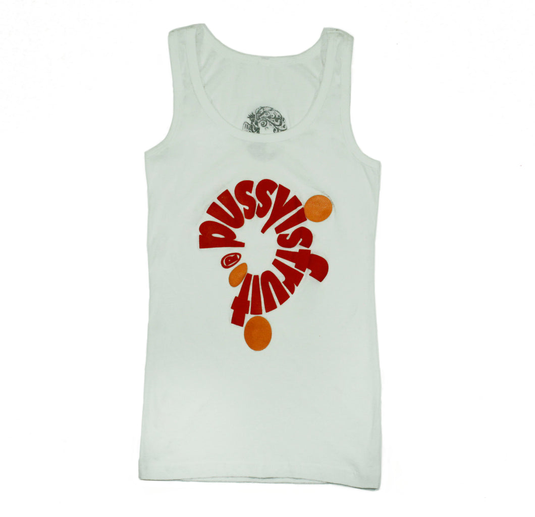 PUSSYISFRUIT® Ladies Citrus 360 Tank Top Tee (White)